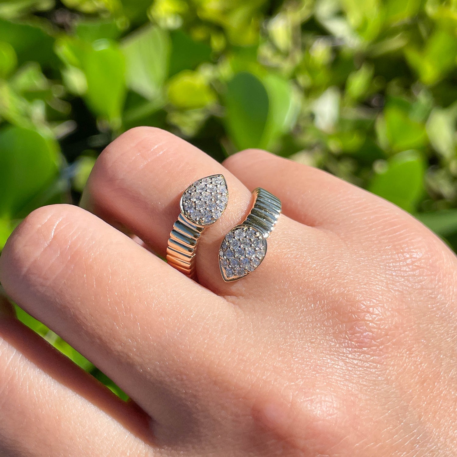 Jay Feder 14k Yellow Gold Diamond Wrap Bypass Ring