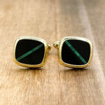 Jay Feder 14K Yellow Gold Onyx & Malachite Cufflinks
