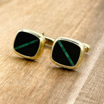 Jay Feder 14K Yellow Gold Onyx & Malachite Cufflinks