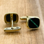 Jay Feder 14K Yellow Gold Onyx & Malachite Cufflinks