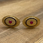 Jay Feder 14K Yellow Gold Lucien Piccard Ruby & Diamond Cufflinks