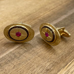 Jay Feder 14K Yellow Gold Lucien Piccard Ruby & Diamond Cufflinks