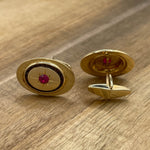 Jay Feder 14K Yellow Gold Lucien Piccard Ruby & Diamond Cufflinks