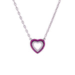 Jay Feder 18k White Gold Ruby and Diamond Heart Pendant Necklace