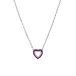 Jay Feder 18k White Gold Ruby and Diamond Heart Pendant Necklace