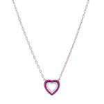 Jay Feder 18k White Gold Ruby and Diamond Heart Pendant Necklace
