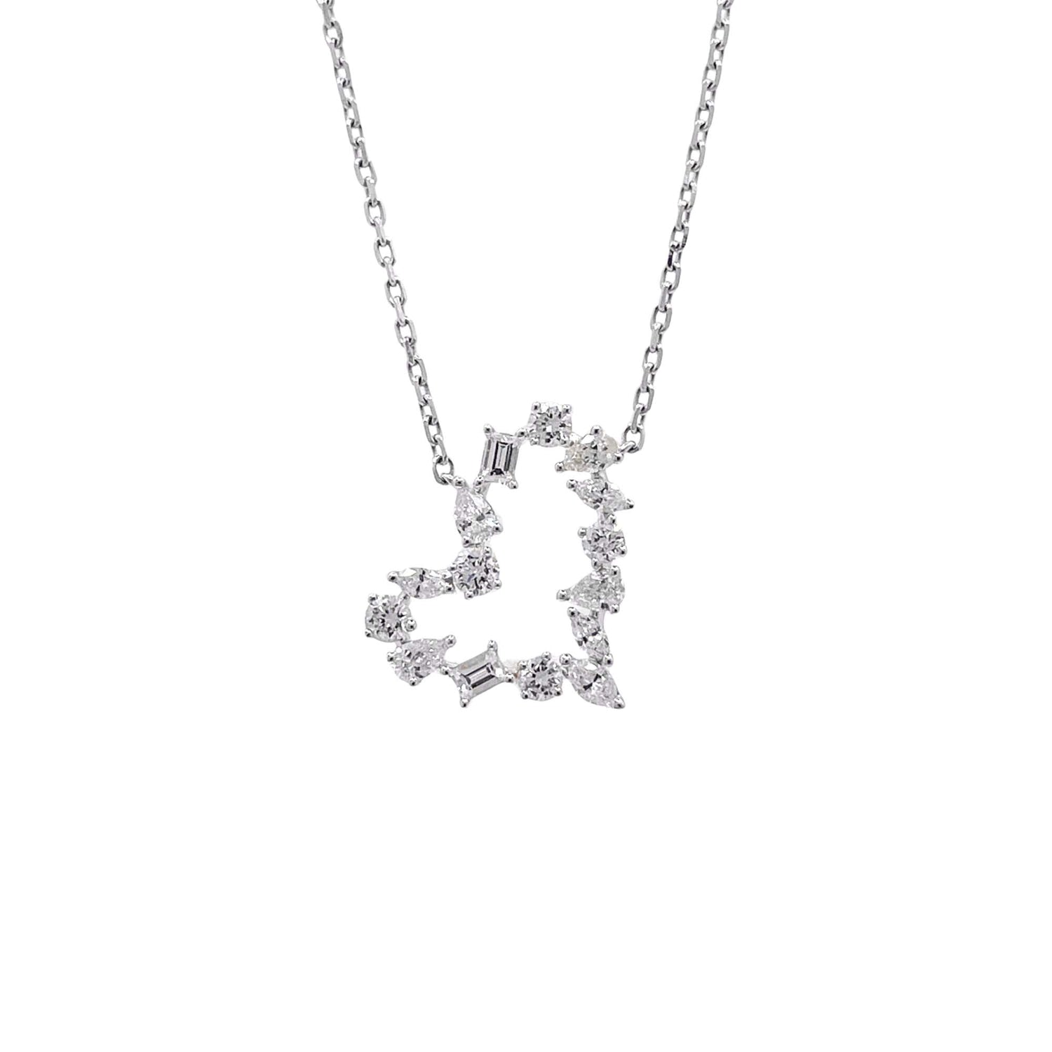 Jay Feder 18k White Gold Diamond Heart Shaped Pendant Necklace