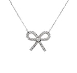 JAY FEDER 14K WHITE GOLD DIAMOND BOW PENDANT NECKLACE