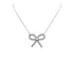 JAY FEDER 14K WHITE GOLD DIAMOND BOW PENDANT NECKLACE