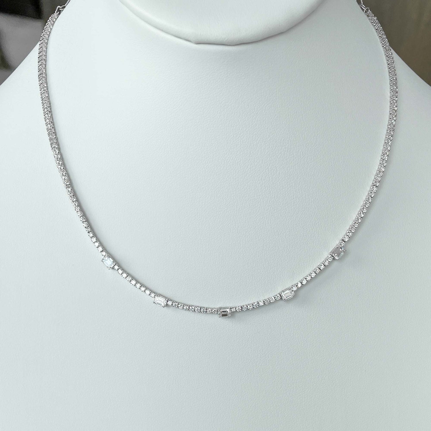 Jay Feder 14k White Gold Diamond Station Necklace
