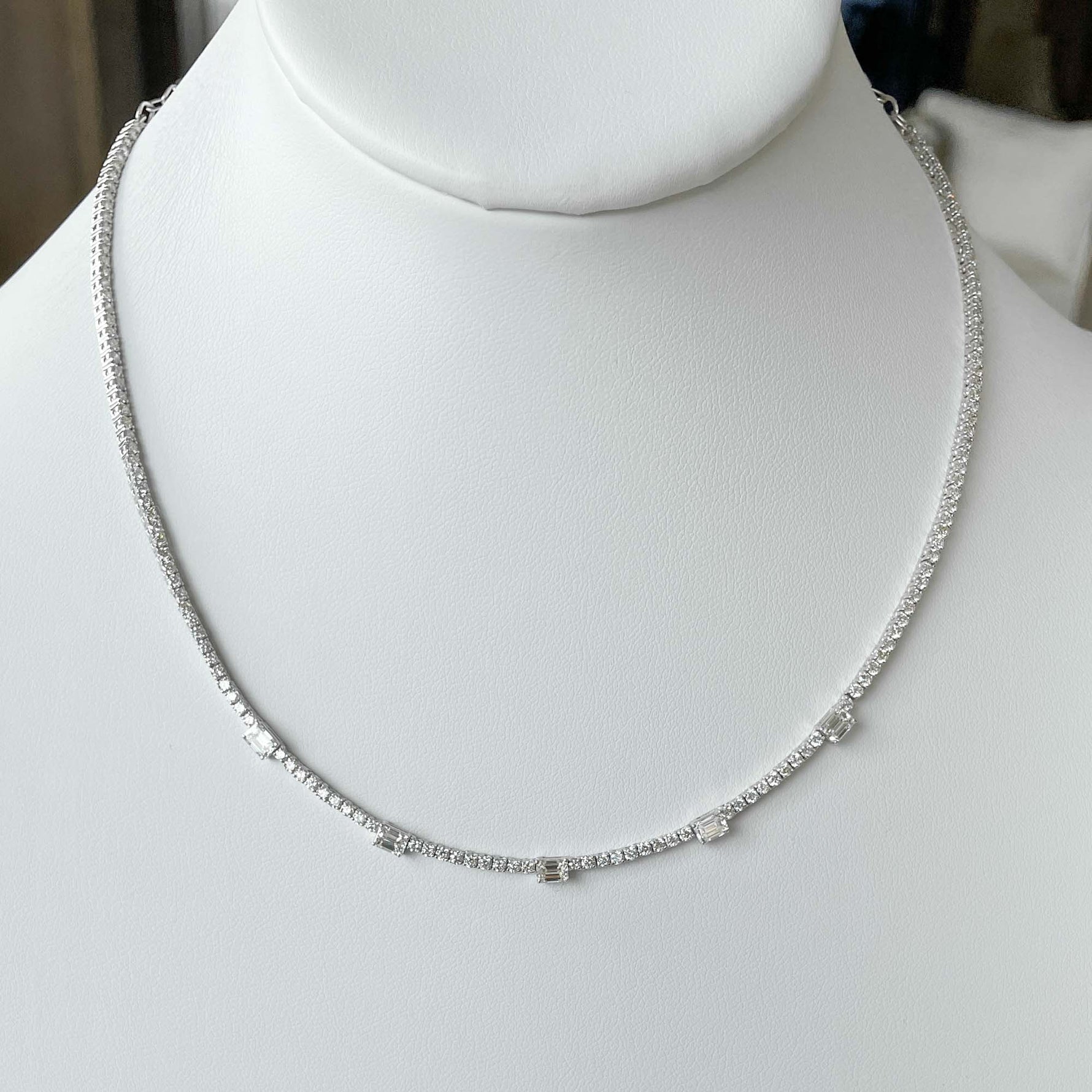 Jay Feder 14k White Gold Diamond Station Necklace