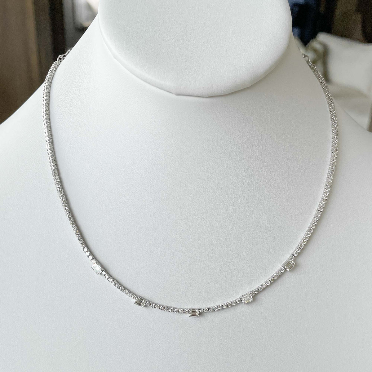 Jay Feder 14k White Gold Diamond Station Necklace