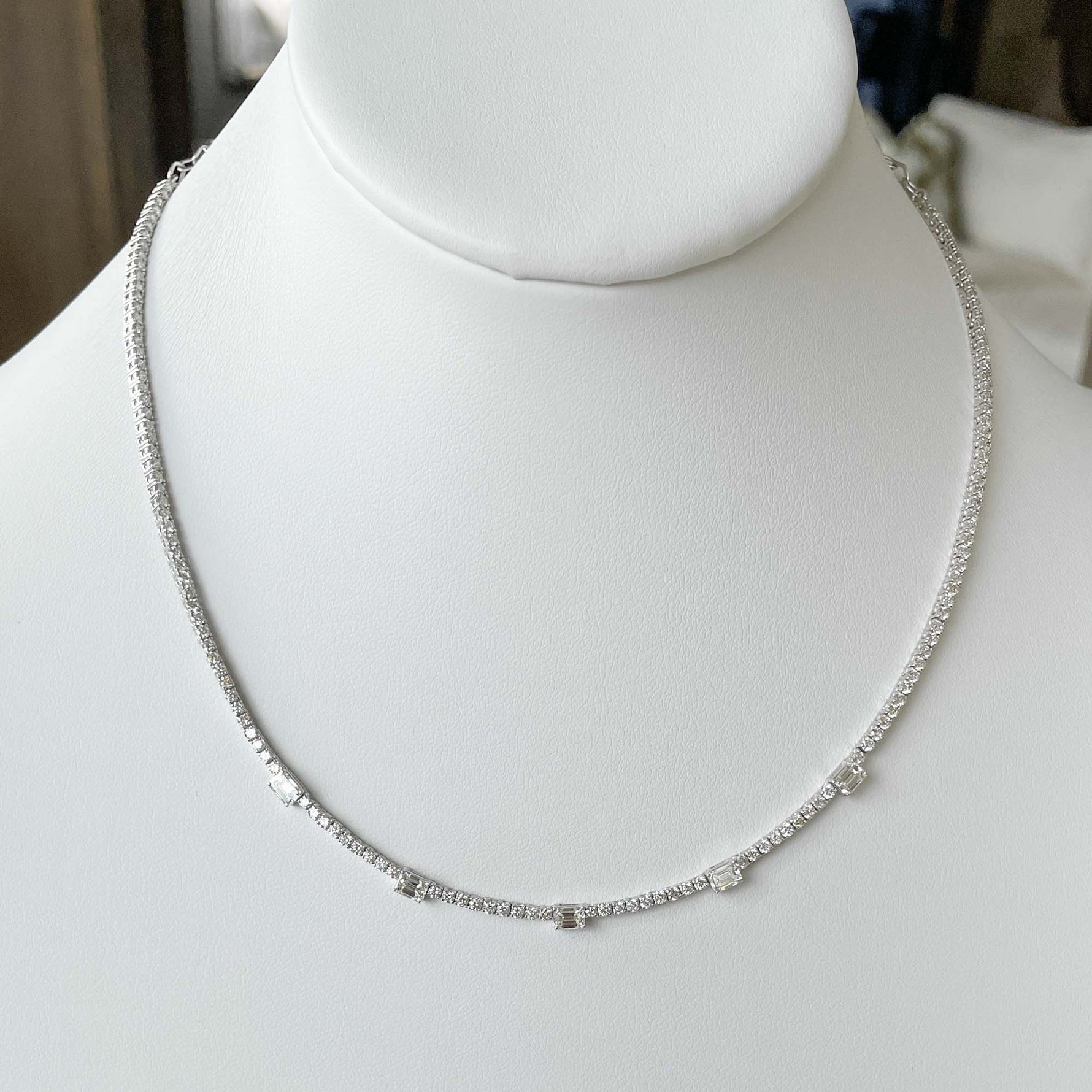 Jay Feder 14k White Gold Diamond Station Necklace
