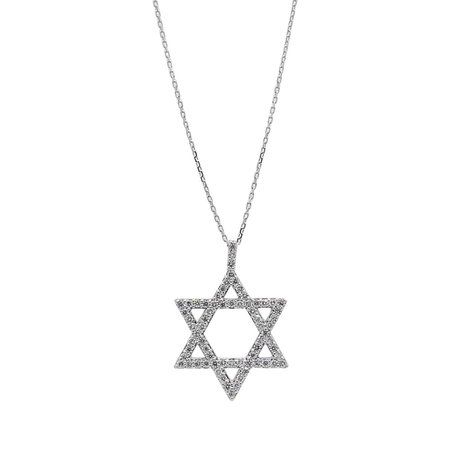 Jay Feder 14k White Gold Diamond Star of David Pendant Necklace
