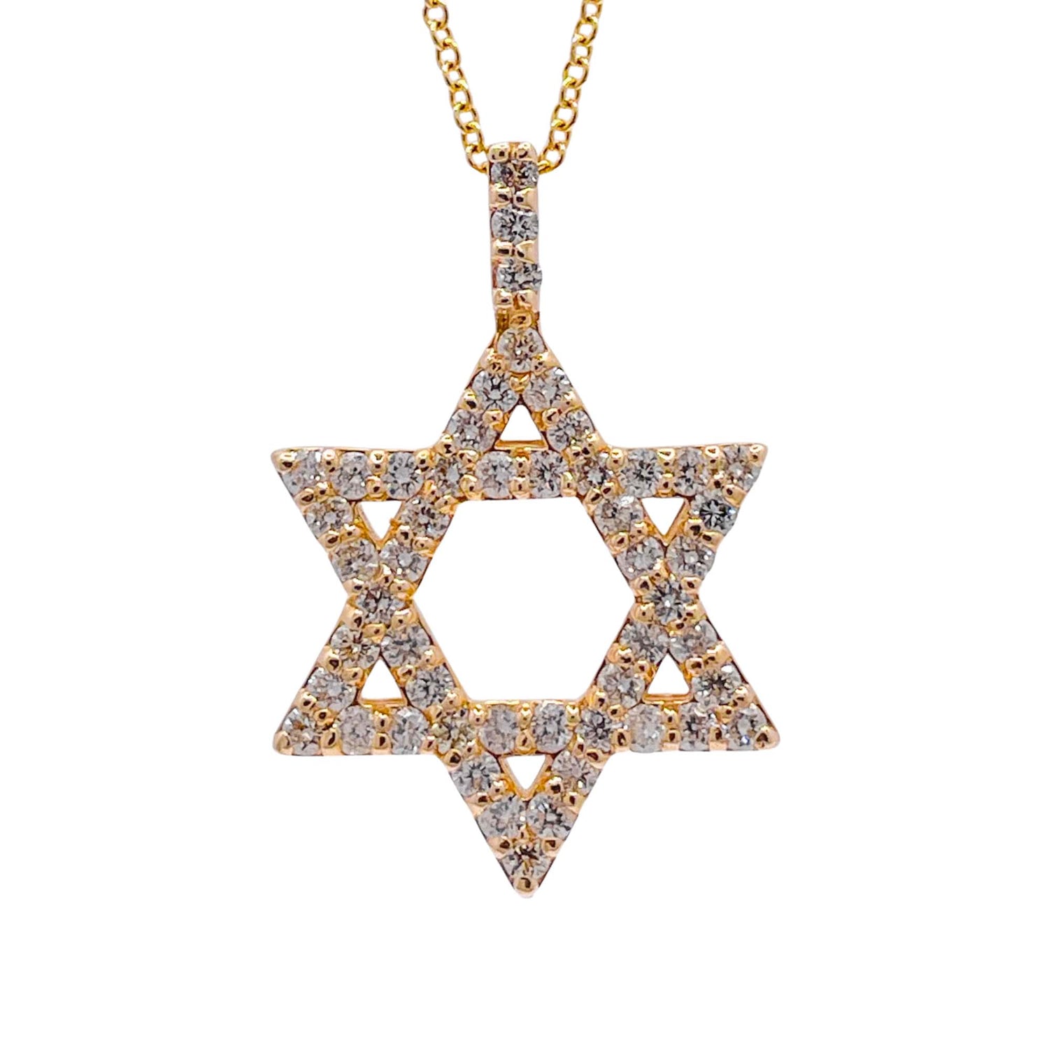 Jay Feder 14k Yellow Gold Diamond Star of David Pendant Necklace