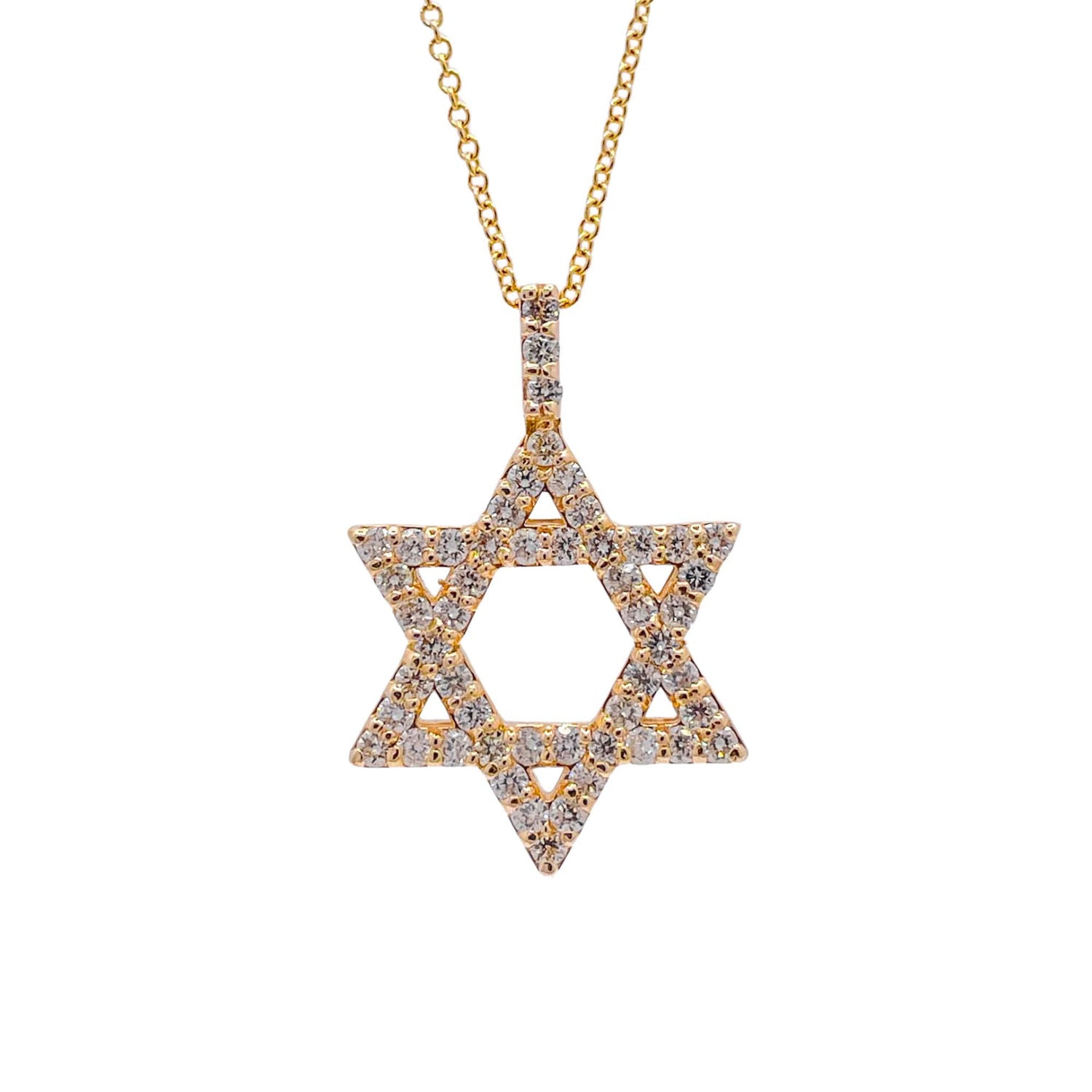 Jay Feder 14k Yellow Gold Diamond Star of David Pendant Necklace