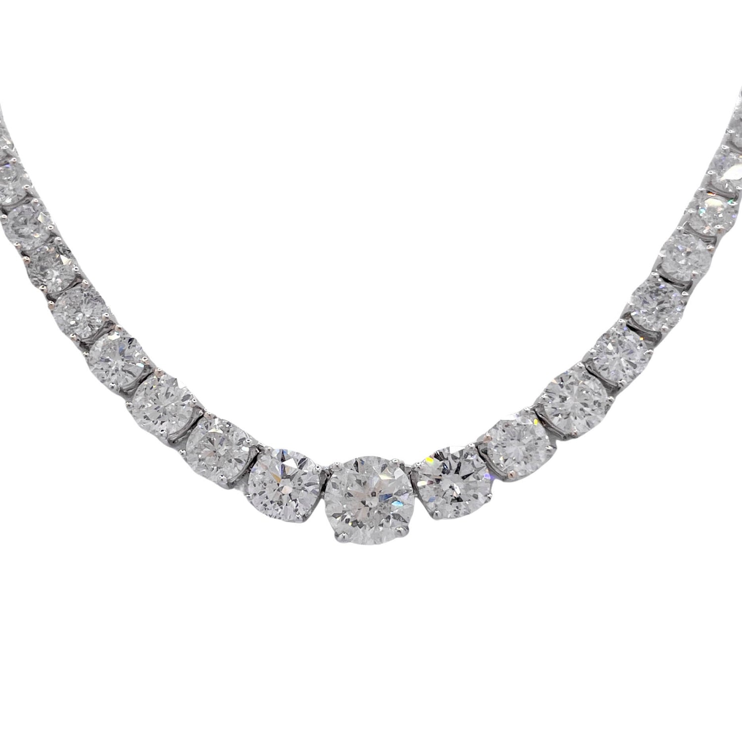 Jay Feder 18k White Gold Round Diamond Graduated Necklace