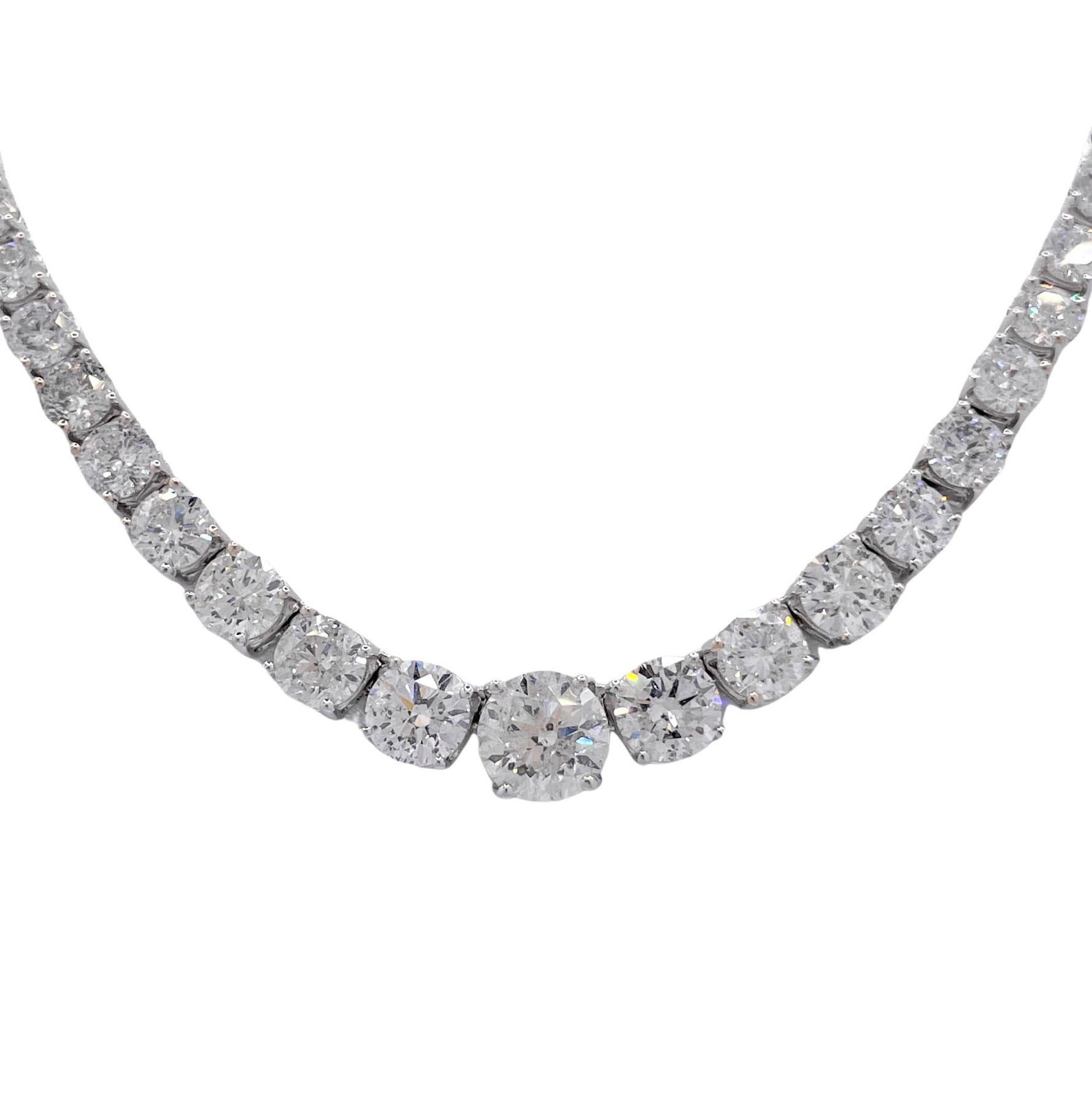 Jay Feder 18k White Gold Round Diamond Graduated Necklace