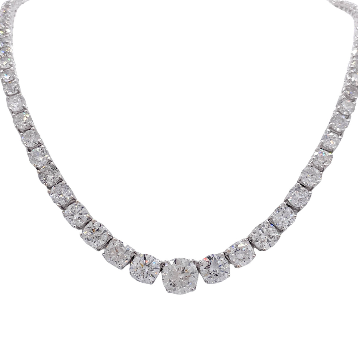 Jay Feder 18k White Gold Round Diamond Graduated Necklace