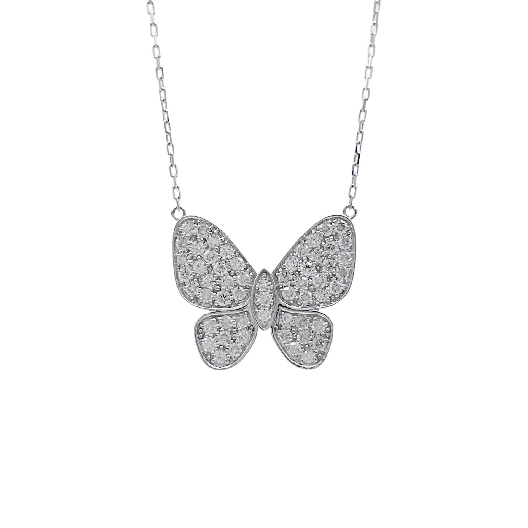Jay Feder 14k White Gold Diamond Butterfly Pendant Necklace