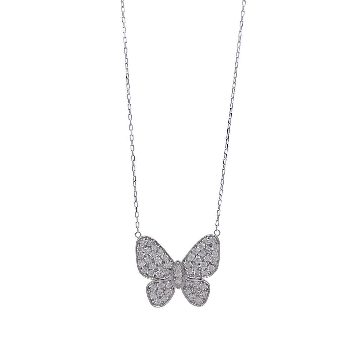 Jay Feder 14k White Gold Diamond Butterfly Pendant Necklace