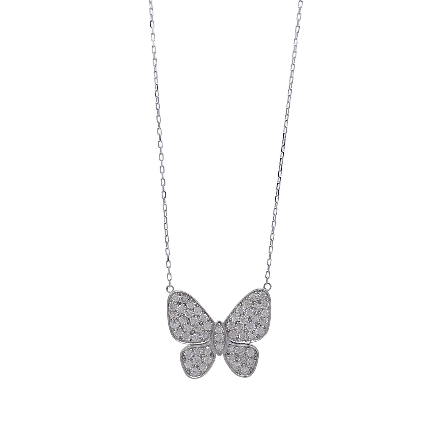 Jay Feder 14k White Gold Diamond Butterfly Pendant Necklace