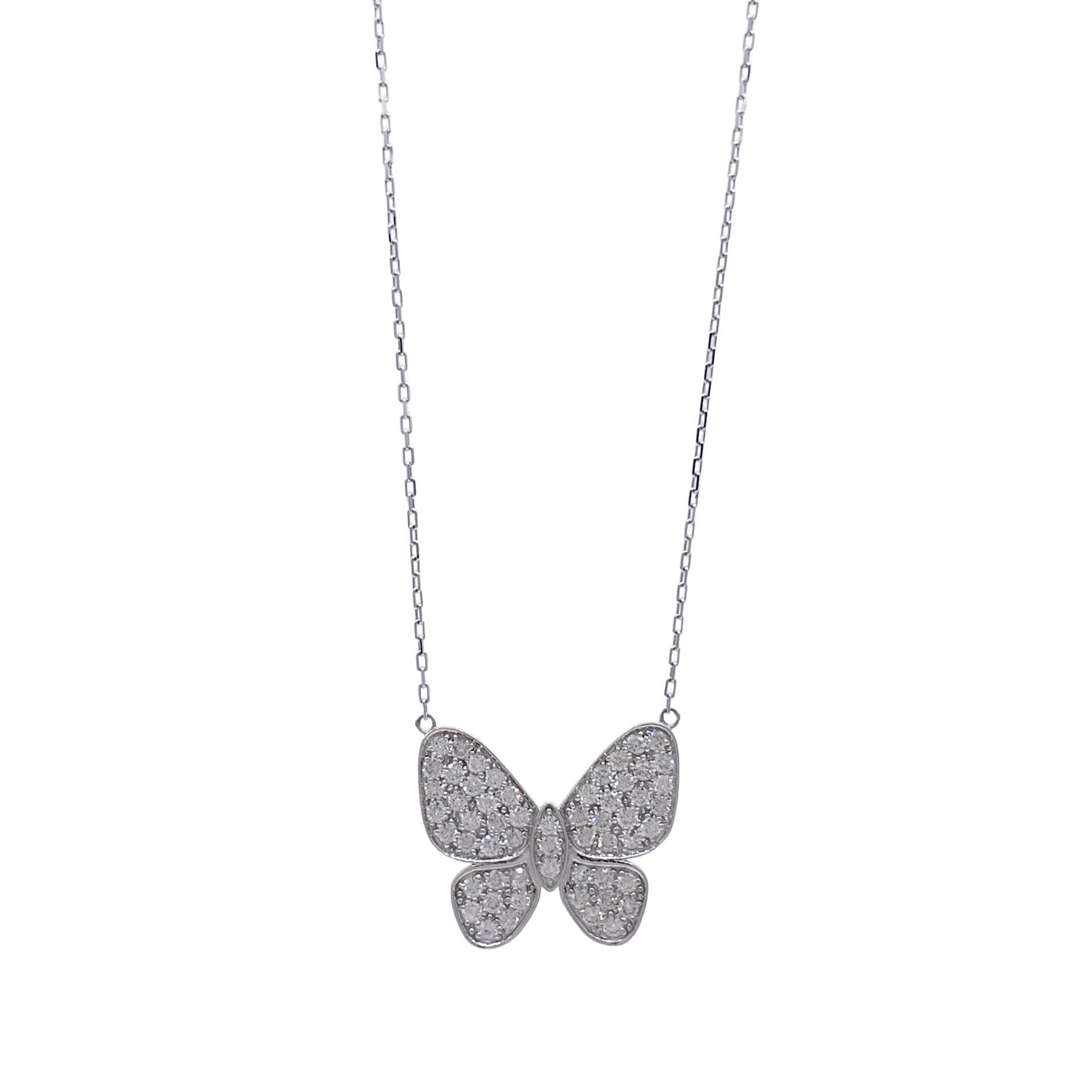 Jay Feder 14k White Gold Diamond Butterfly Pendant Necklace