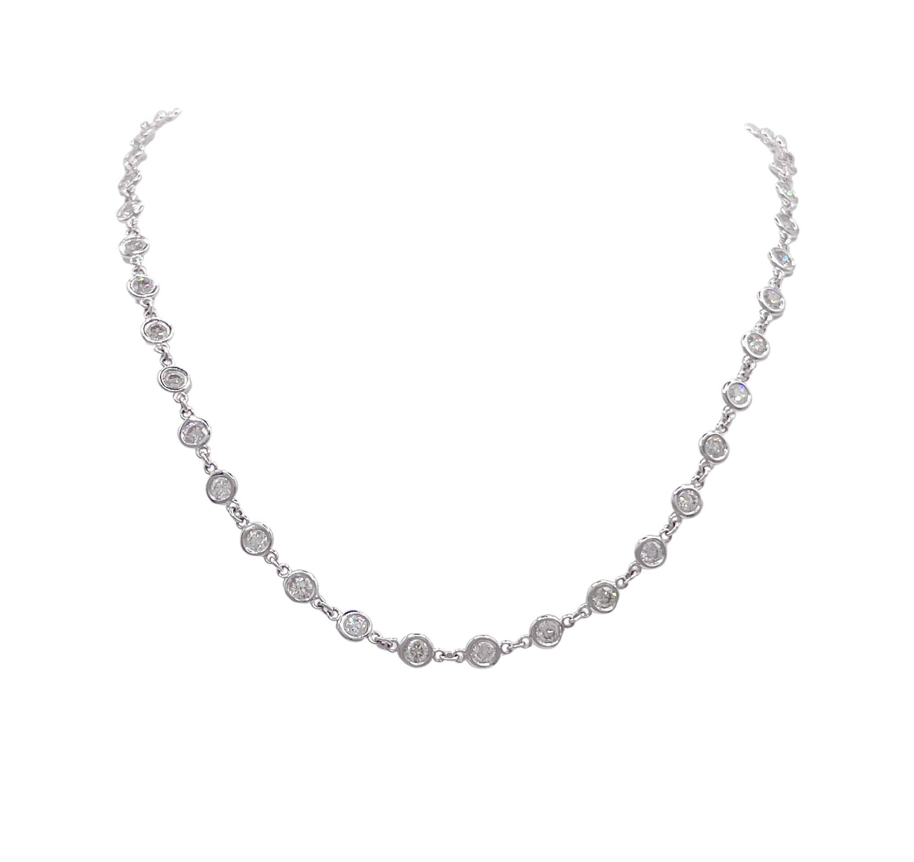 JAY FEDER 14K WHITE GOLD DIAMOND BY THE YARD NECKLACE