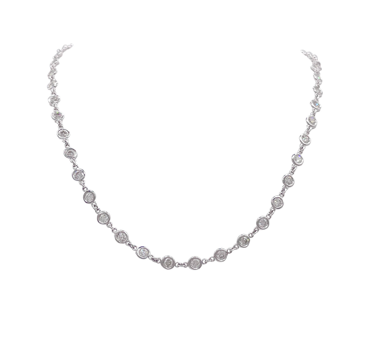 JAY FEDER 18K WHITE GOLD DIAMOND BY THE YARD NECKLACE
