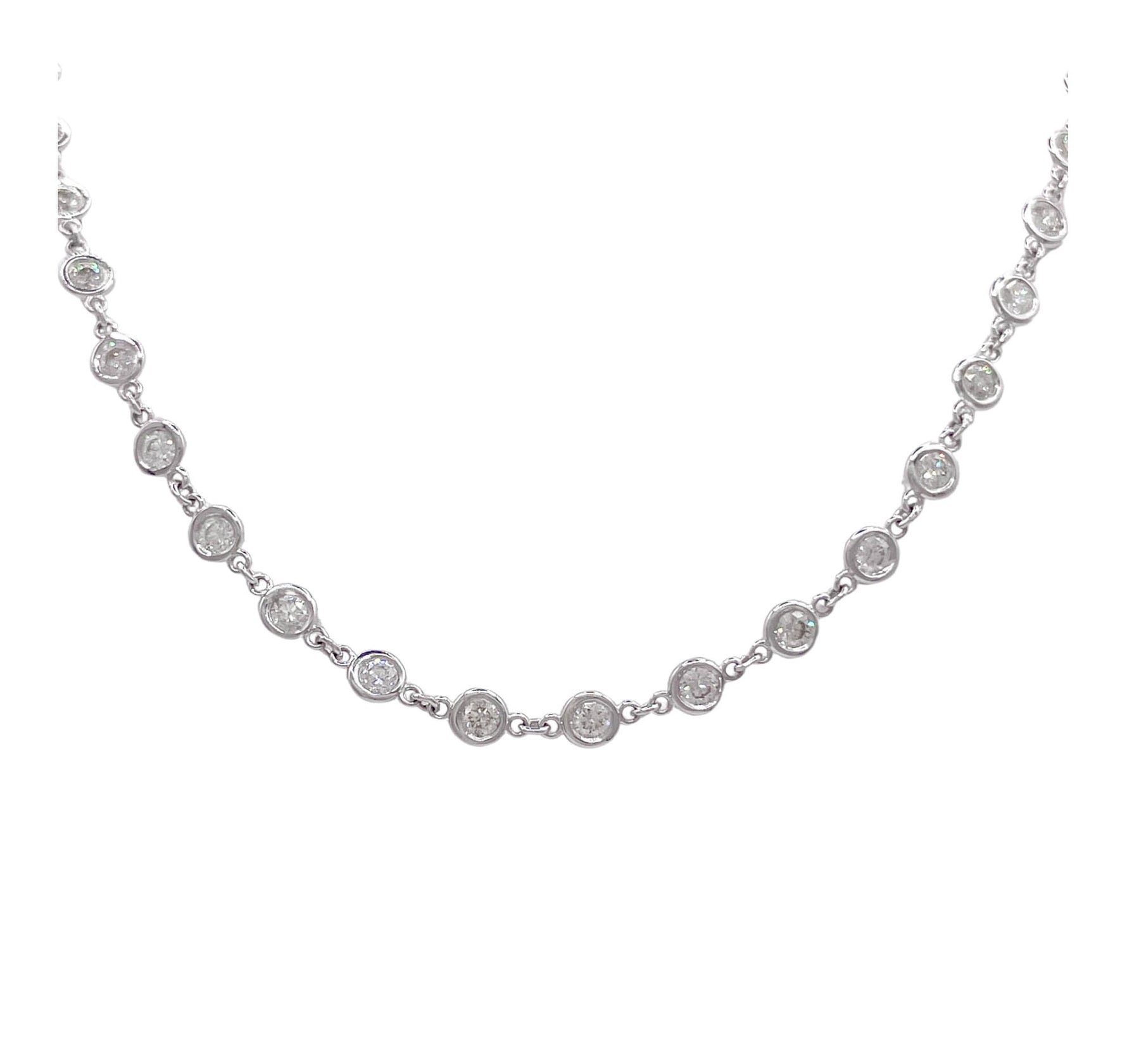 JAY FEDER 14K WHITE GOLD DIAMOND BY THE YARD NECKLACE