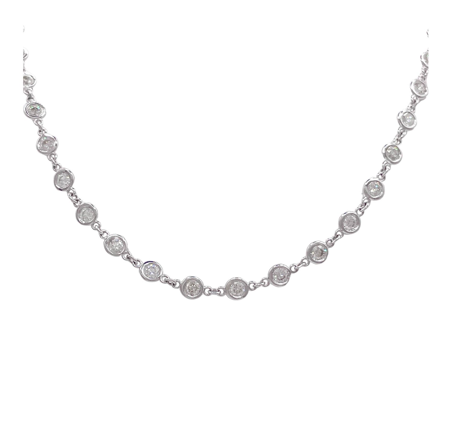 JAY FEDER 18K WHITE GOLD DIAMOND BY THE YARD NECKLACE