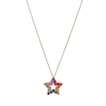 Jay Feder 14k Yellow Gold Rainbow Sapphire Star Pendant Necklace