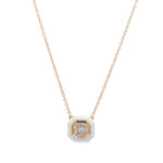 Doves 18k Yellow Gold Diamond White Agate Pendant Necklace