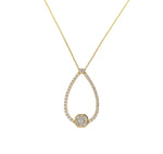 DOVES 18K YELLOW GOLD DIAMOND ASSCHER INVISIBLE SET PENDANT TEARDROP NECKLACE