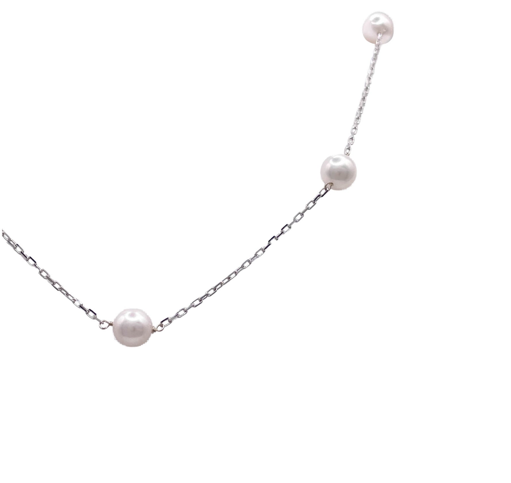 JAY FEDER 14K WHITE GOLD PEARL ACOYA TINCUP NECKLACE