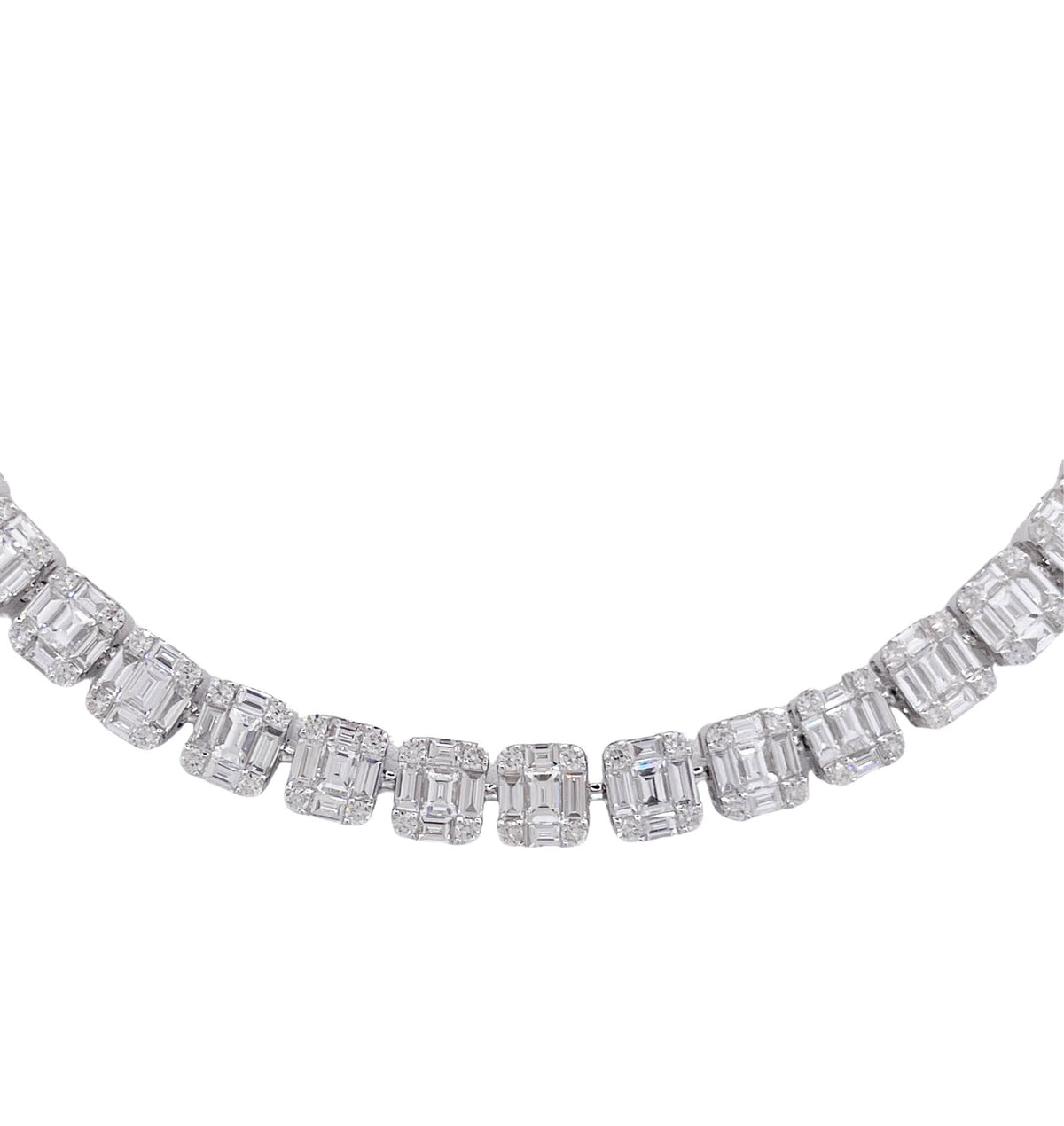 JAY FEDER 18K WHITE GOLD DIAMOND ILLUSION SET TENNIS NECKLACE