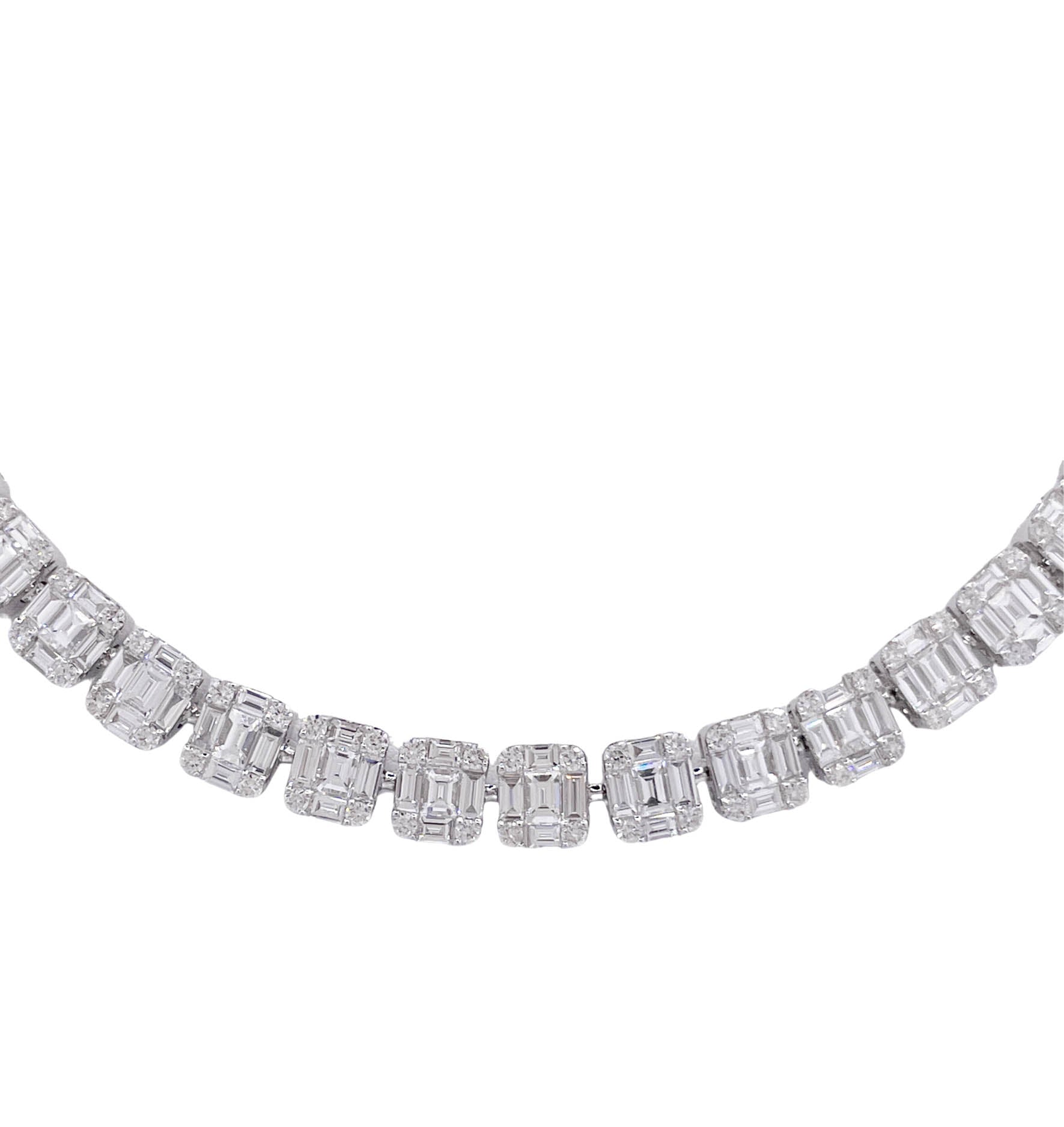 JAY FEDER 18K WHITE GOLD DIAMOND ILLUSION SET TENNIS NECKLACE