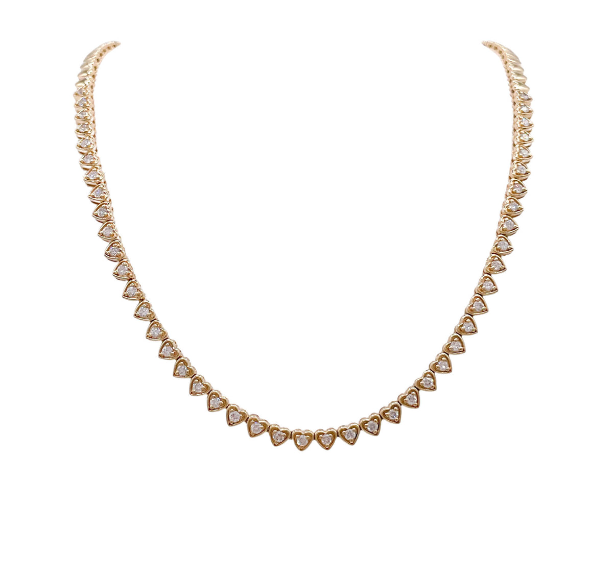 JAY FEDER 14K YELLOW GOLD DIAMOND HEART STATION NECKLACE