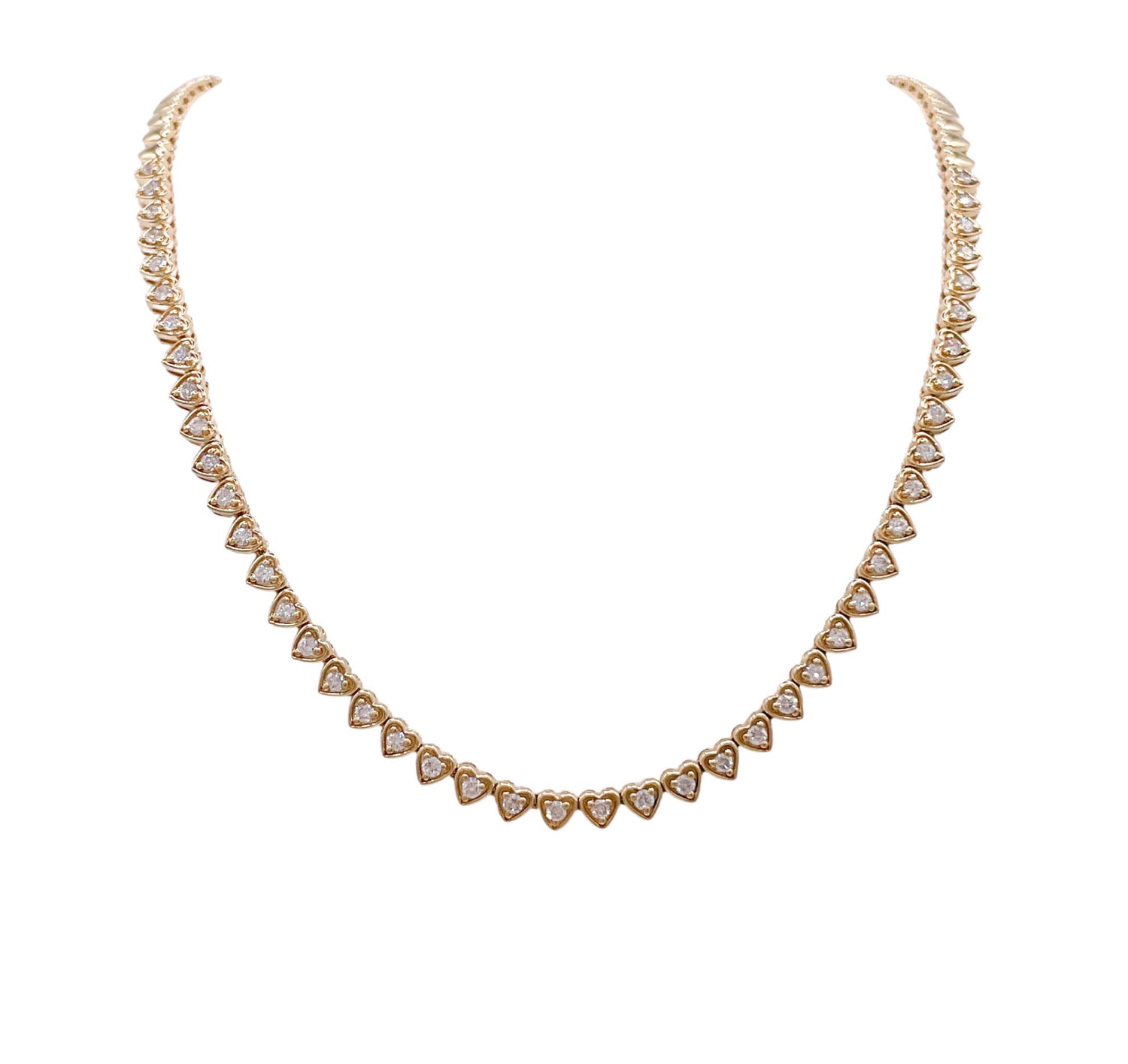 JAY FEDER 14K YELLOW GOLD DIAMOND HEART STATION NECKLACE