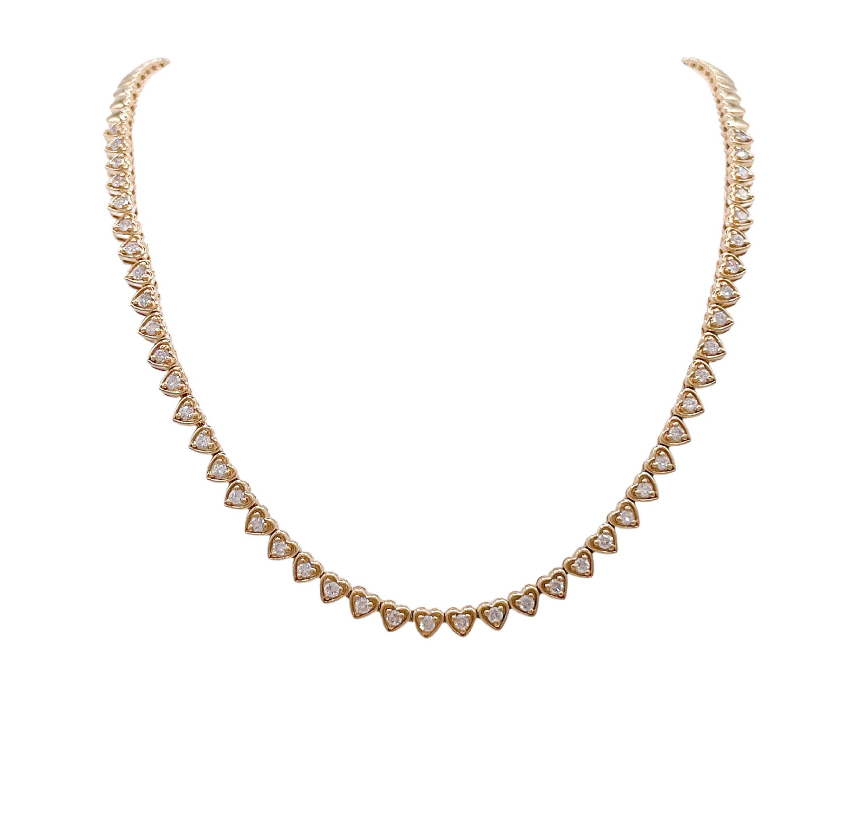 JAY FEDER 14K YELLOW GOLD DIAMOND HEART STATION NECKLACE