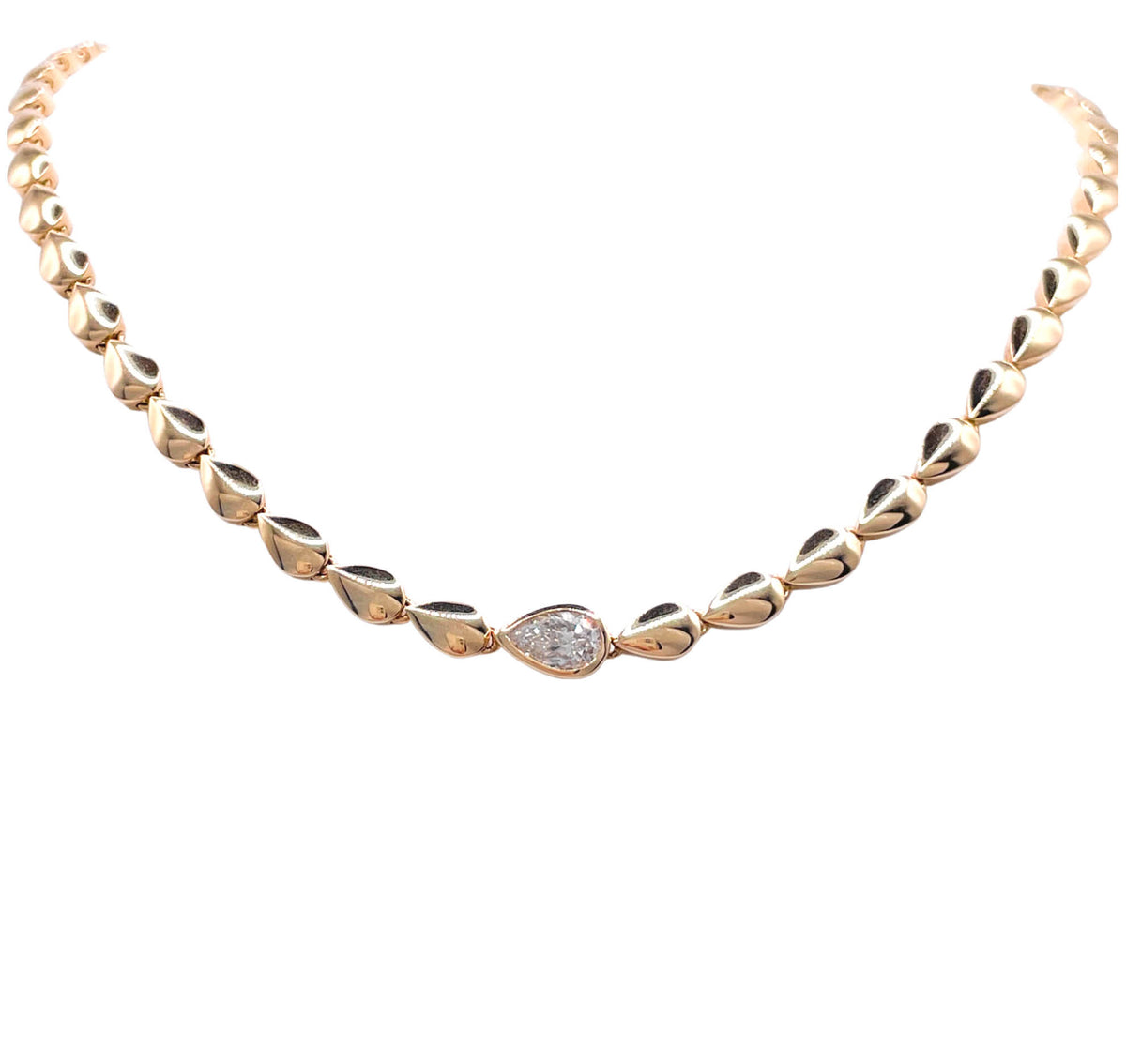 Jay Feder 14k Yellow Gold Pear Shaped Diamond Necklace