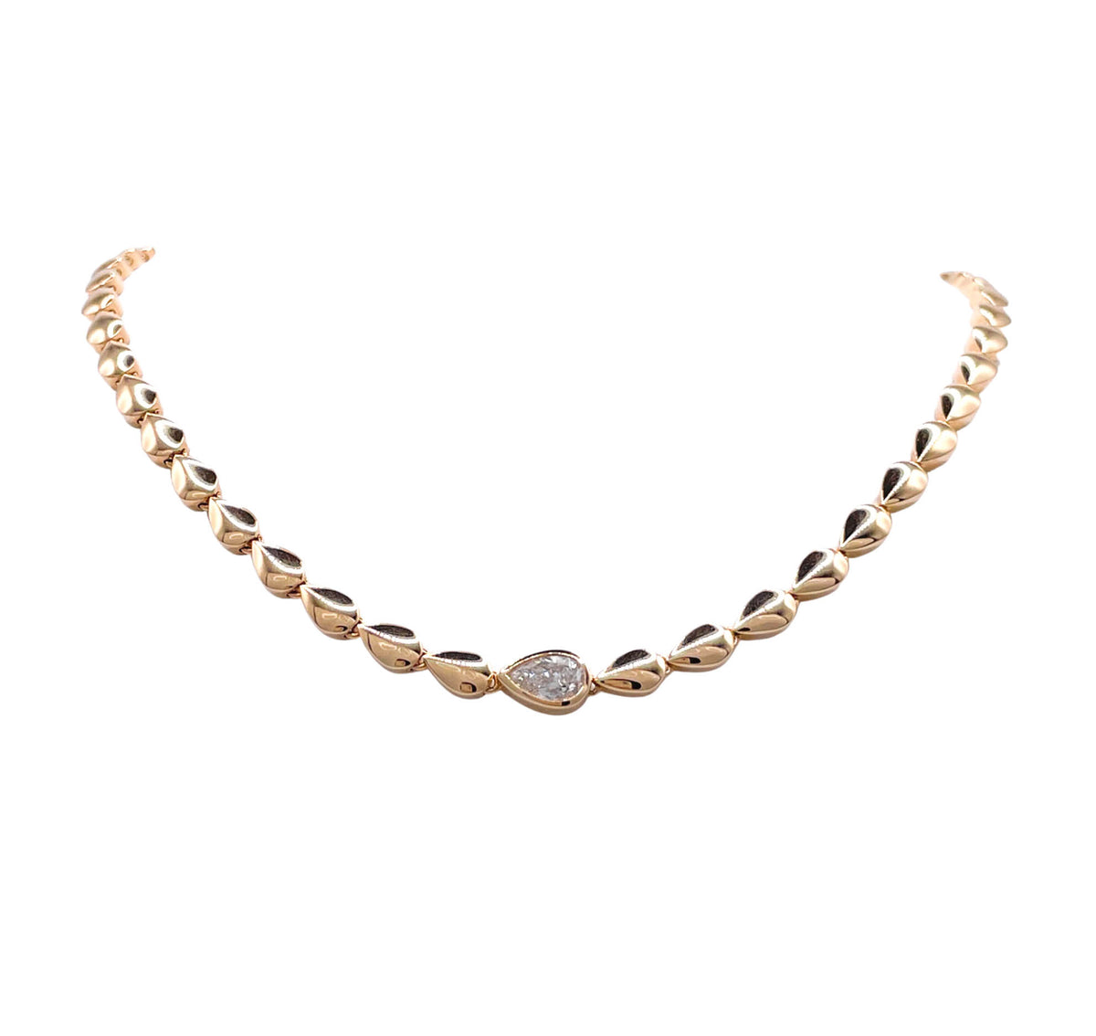 Jay Feder 14k Yellow Gold Pear Shaped Diamond Necklace