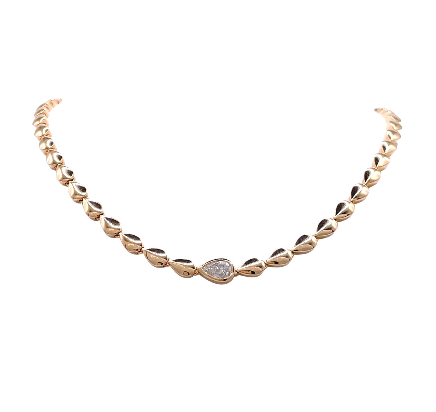 Jay Feder 14k Yellow Gold Pear Shaped Diamond Necklace