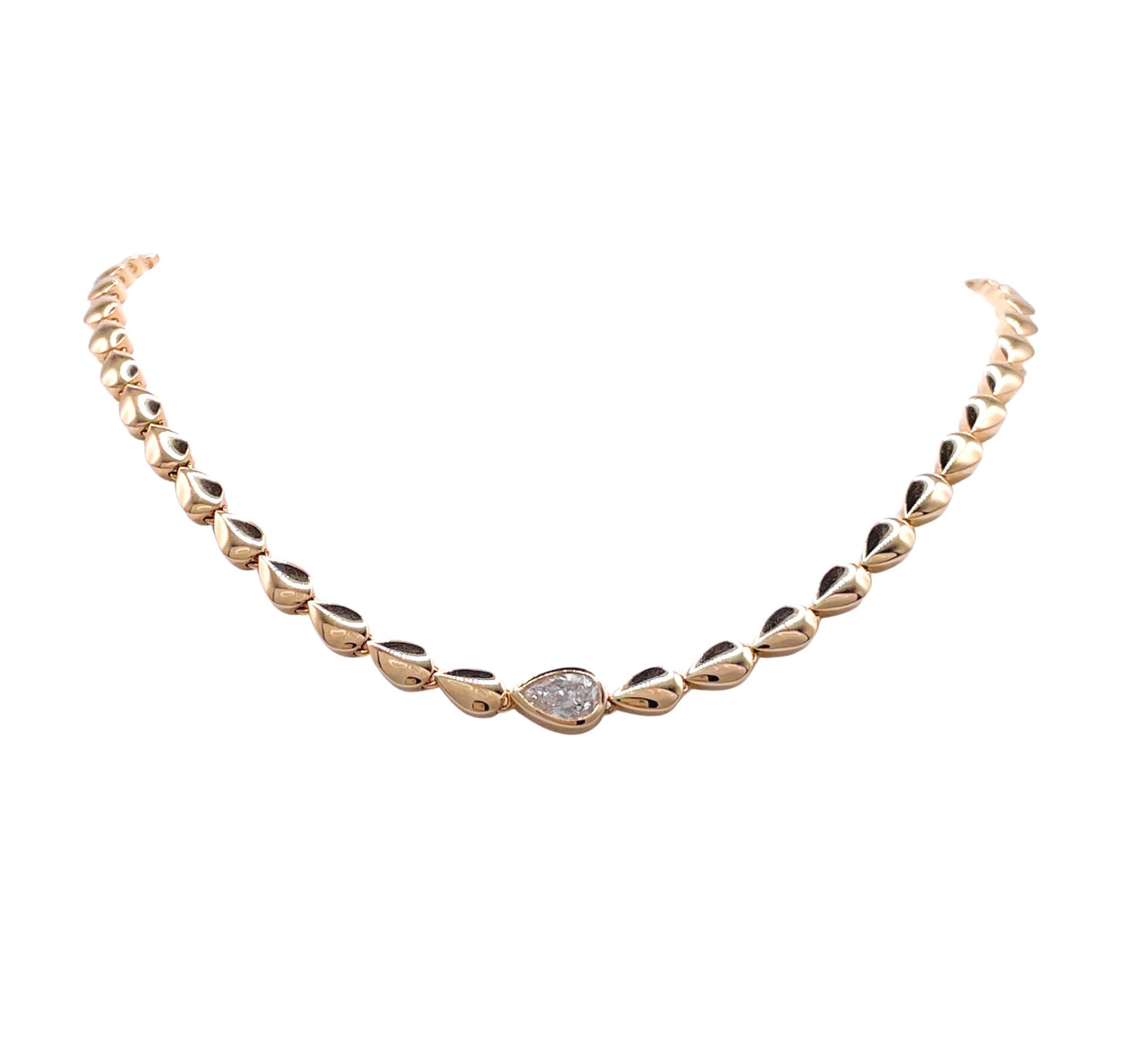 Jay Feder 14k Yellow Gold Pear Shaped Diamond Necklace