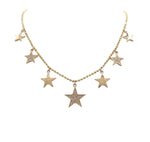 JAY FEDER 14K YELLOW GOLD DIAMOND STAR STATION NECKLACE