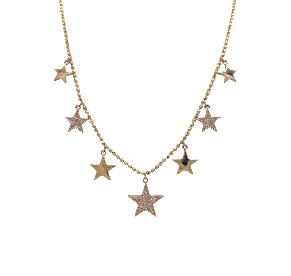 JAY FEDER 14K YELLOW GOLD DIAMOND STAR STATION NECKLACE