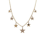 JAY FEDER 14K YELLOW GOLD DIAMOND STAR STATION NECKLACE