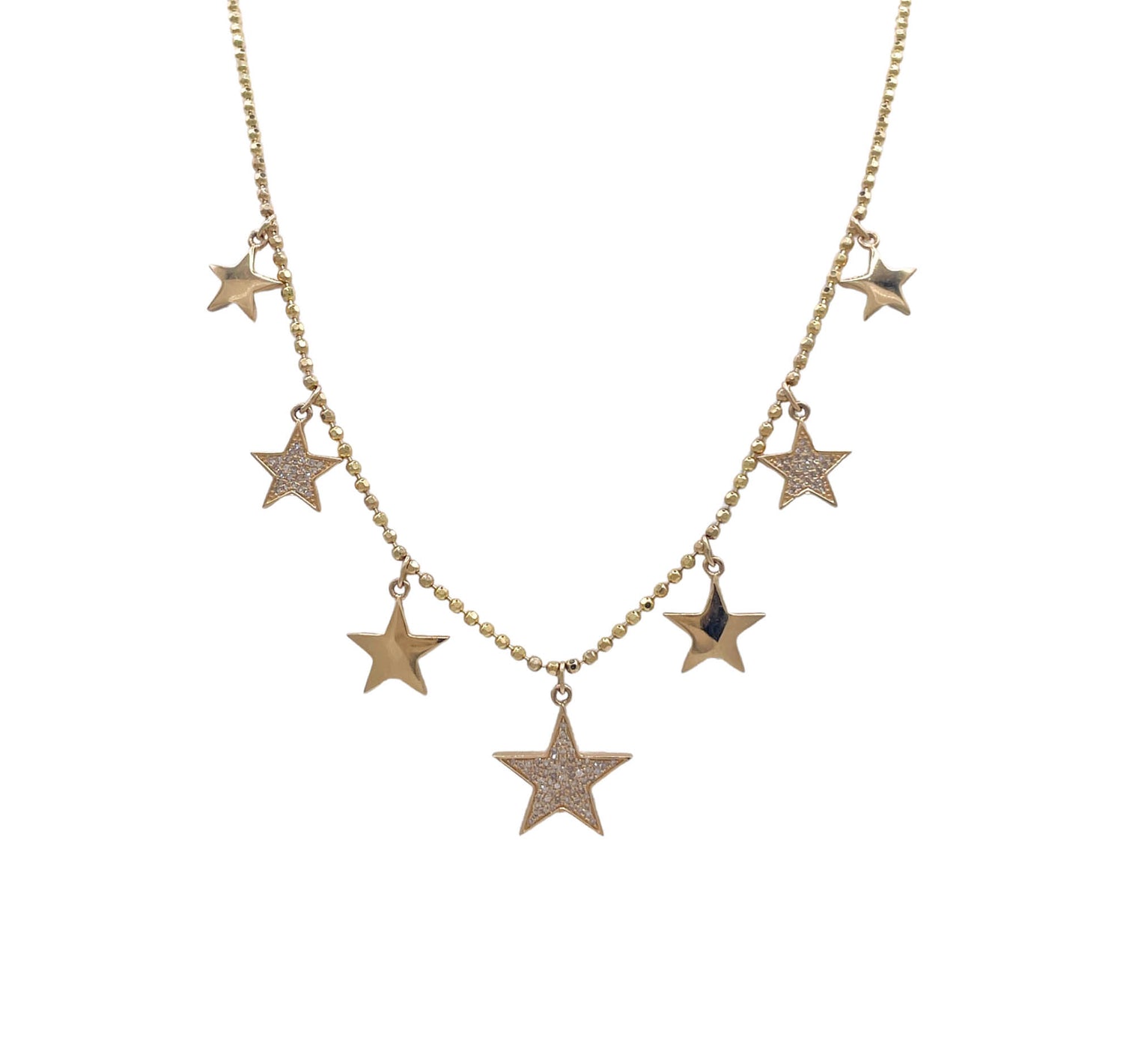 JAY FEDER 14K YELLOW GOLD DIAMOND STAR STATION NECKLACE