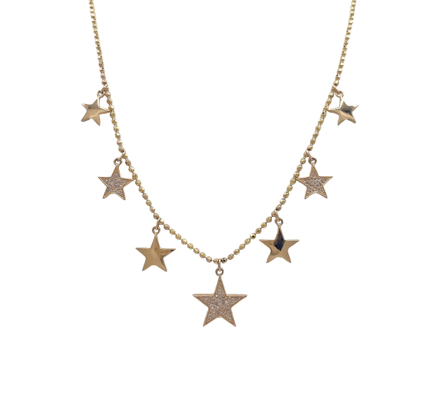 JAY FEDER 14K YELLOW GOLD DIAMOND STAR STATION NECKLACE