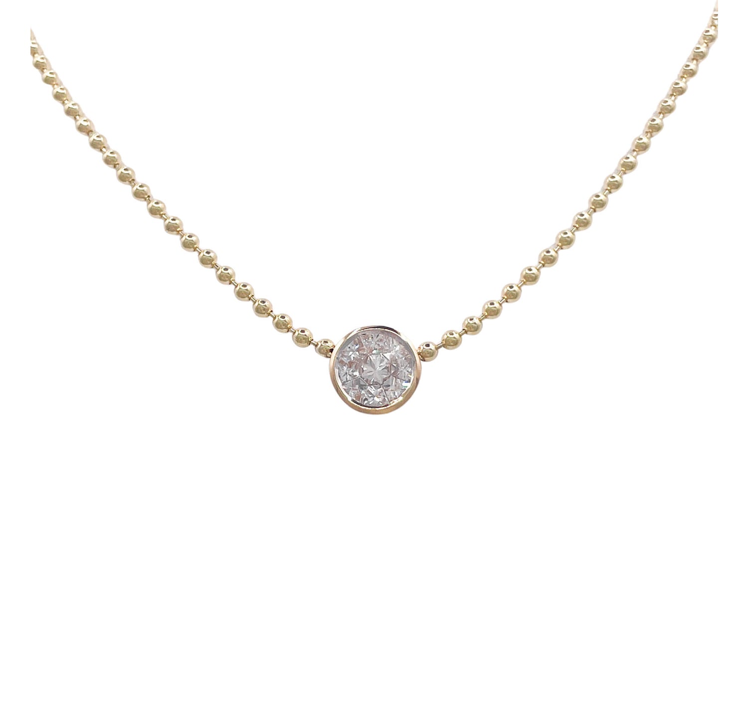 JAY FEDER 14K YELLOW GOLD DIAMOND ILLUSION CLUSTER PENDANT NECKLACE